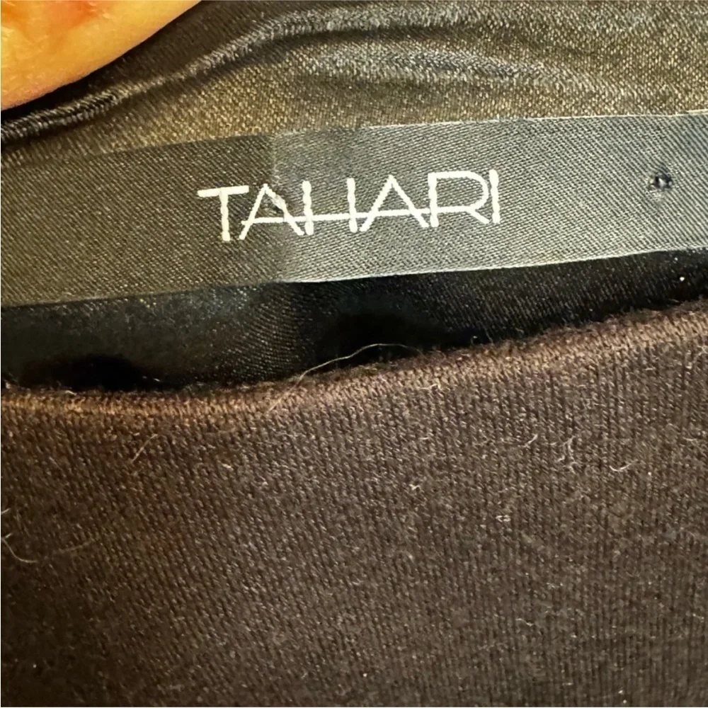TAHARI ELENA Above the Knee Mini Stretch Lined black brown colorblock mini skirt